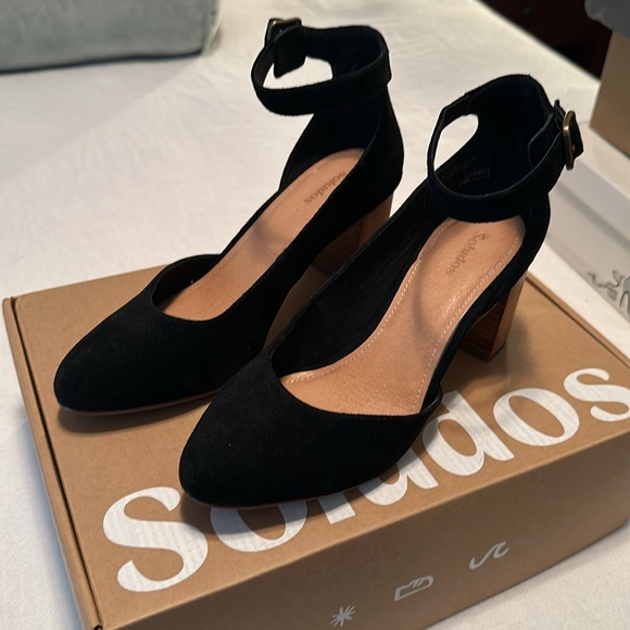 Soludos Gemma black suede block heel, 7.5M - Picture 2 of 4